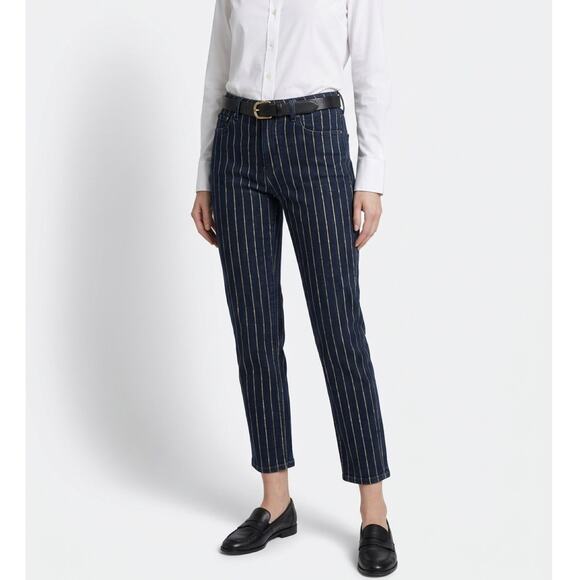 PAIGE Denim - PAIGE Women’s Size 27 Dark Wash Jeans Gold Metallic Pinstripe